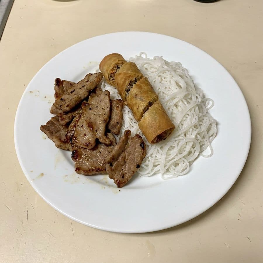 Grilled Pork Patty (Nem) & Spring Roll Vermicelli Bowl