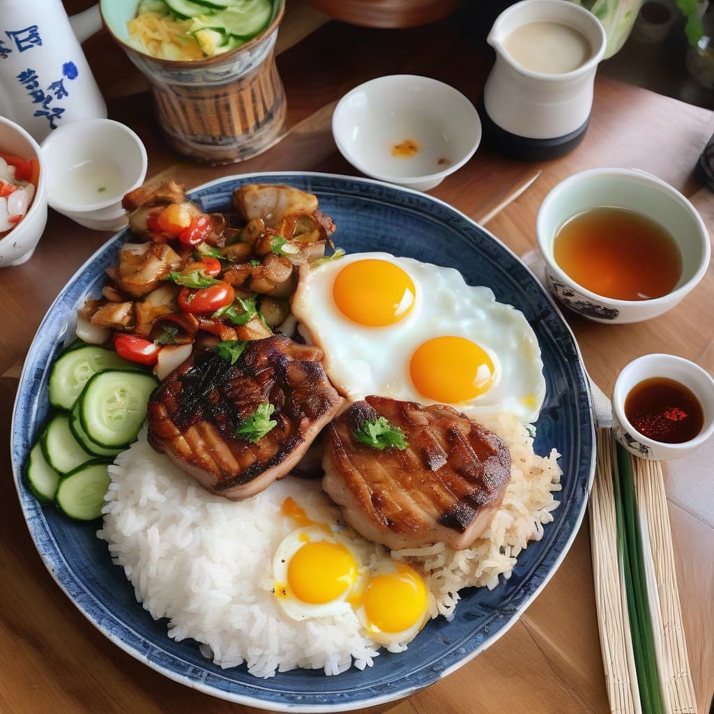 Pork Chop, Chicken, Egg Special Rice (Cơm Đặc Biệt)