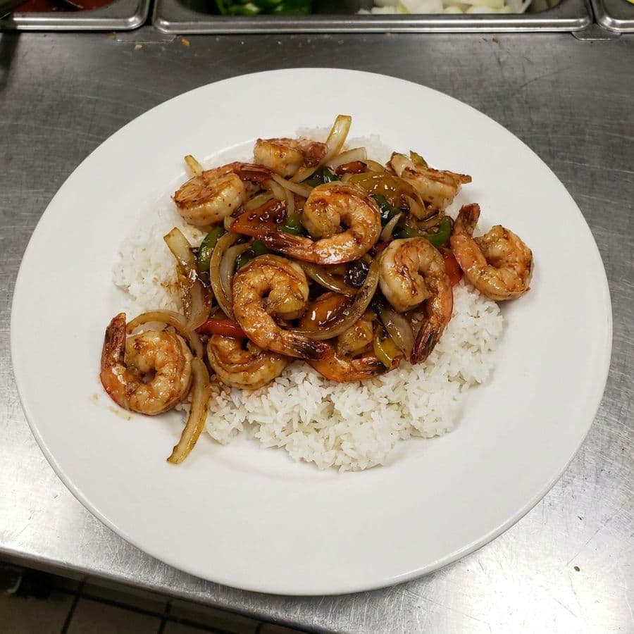 Stir Fried Prawns with Steamed Rice (Tôm Xào)