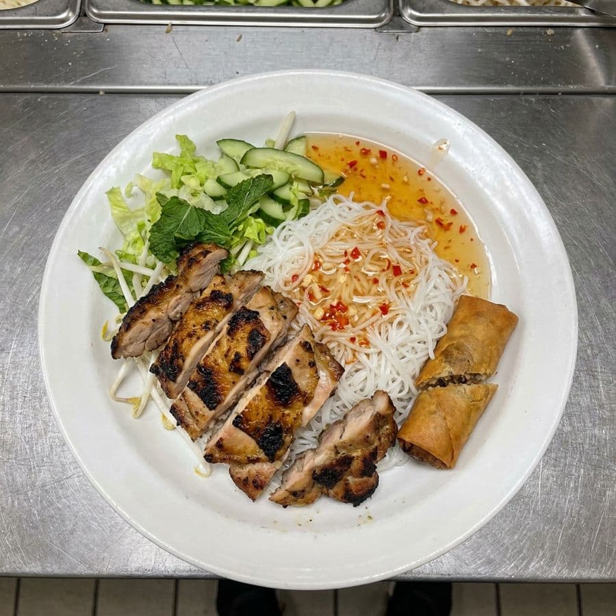 Grilled Chicken & Spring Roll Vermicelli Bowl
