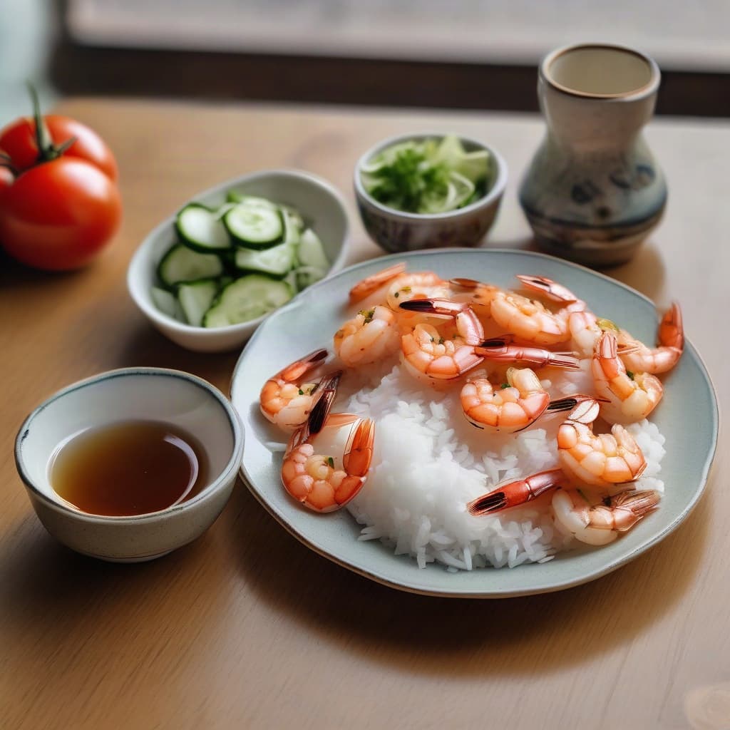 Grilled Shrimp with Steamed Rice (Cơm Thịt Nướng)