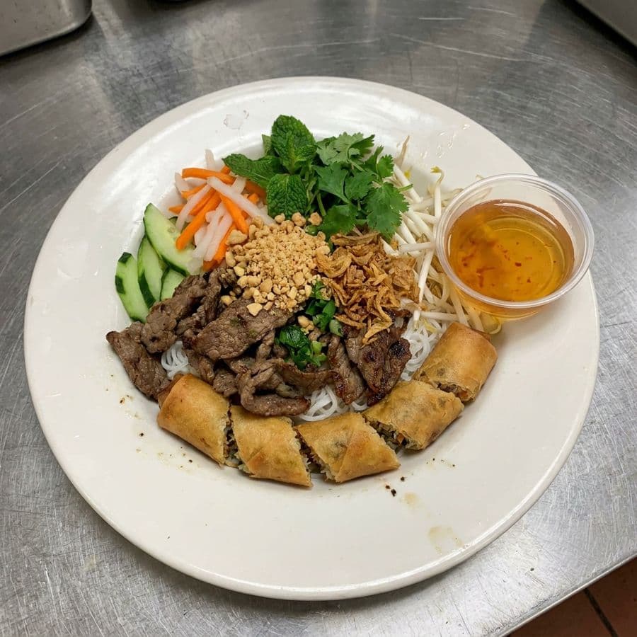 Grilled Beef & Spring Roll Vermicelli Bowl