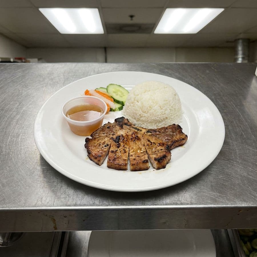Grilled Pork Chop with Steamed Rice (Cơm Thịt Nướng)